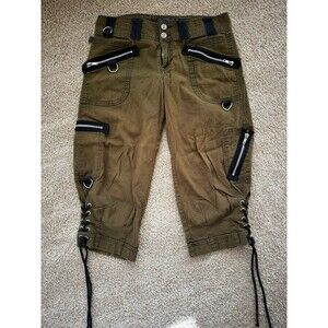 Vintage Y2K Olive Green Bondage Cargo Capris Skater Goth By F Hot Topic Size 7